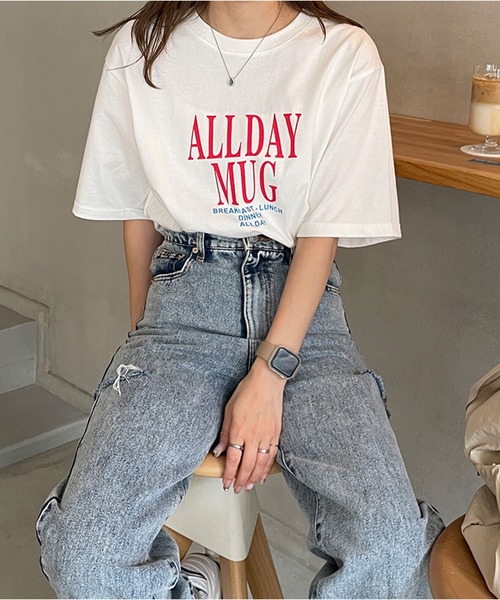 LE MORE(リモア)の「ALLDAY ロゴルーズTシャツ(Tシャツ/カットソー・レディース・ホワイト/チャコール・FREE)」の10枚目の写真