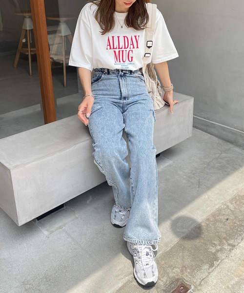 LE MORE(リモア)の「ALLDAY ロゴルーズTシャツ(Tシャツ/カットソー・レディース・ホワイト/チャコール・FREE)」の13枚目の写真