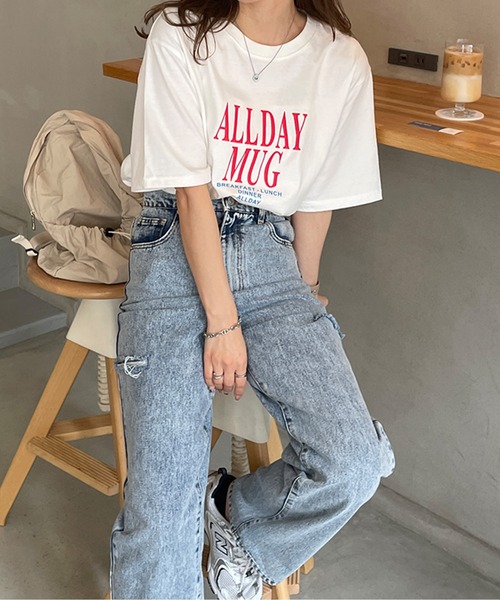 LE MORE(リモア)の「ALLDAY ロゴルーズTシャツ(Tシャツ/カットソー・レディース・ホワイト/チャコール・FREE)」の12枚目の写真