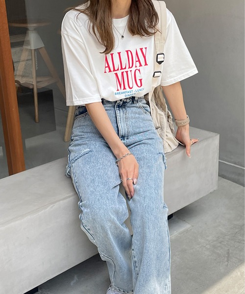 LE MORE(リモア)の「ALLDAY ロゴルーズTシャツ(Tシャツ/カットソー・レディース・ホワイト/チャコール・FREE)」の5枚目の写真