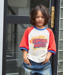 PAIRMANON STREET（ペアマノンストリート）の「【PAIRMANON STREET】配色ラグランリンガープリントTシャツ（Tシャツ/カットソー・キッズ）」
