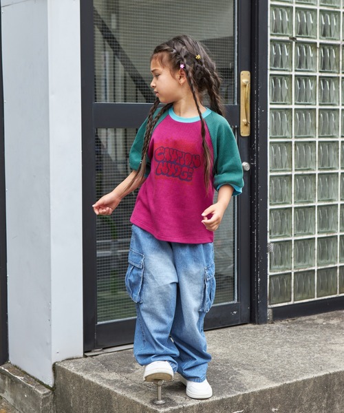 PAIRMANON STREET（ペアマノンストリート）の「【PAIRMANON STREET】配色ラグランリンガープリントTシャツ（Tシャツ/カットソー・キッズ・パープル/レッド/ブラック・90/100/110/120/130/140/150）」の8枚目の写真