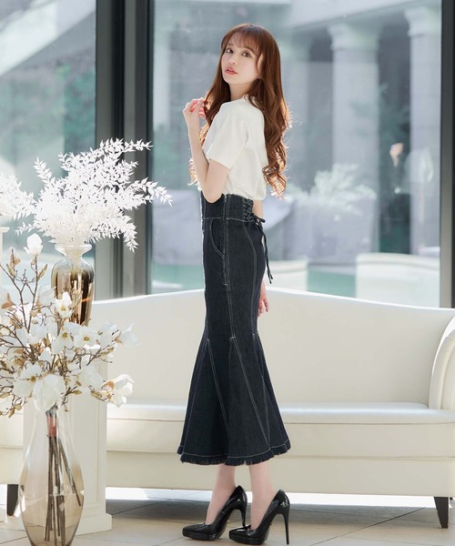 エミリアウィズ ブルー emiriawiz（エミリアウィズ）の「EW hight waist denim（デニム