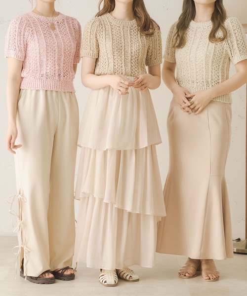 Ambre Neige(アンブルネージュ)の「透かし編みサマーニット/【WEB/EC限定商品】(ニット/セーター・レディース・アイボリー/ベージュ/ピンク・FREE)」の8枚目の写真