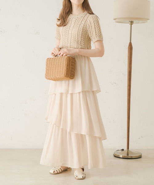 Ambre Neige(アンブルネージュ)の「透かし編みサマーニット/【WEB/EC限定商品】(ニット/セーター・レディース・アイボリー/ベージュ/ピンク・FREE)」の6枚目の写真