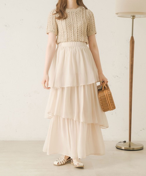 Ambre Neige(アンブルネージュ)の「透かし編みサマーニット/【WEB/EC限定商品】(ニット/セーター・レディース・アイボリー/ベージュ/ピンク・FREE)」の7枚目の写真