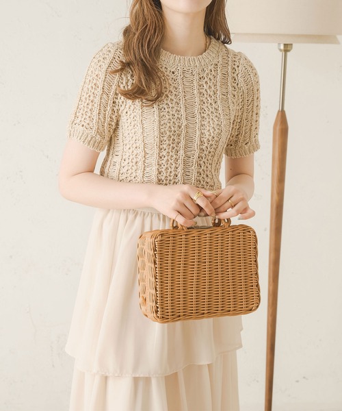 Ambre Neige(アンブルネージュ)の「透かし編みサマーニット/【WEB/EC限定商品】(ニット/セーター・レディース・アイボリー/ベージュ/ピンク・FREE)」の5枚目の写真
