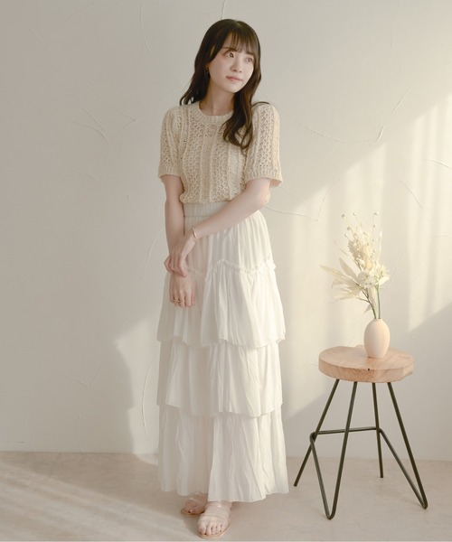 Ambre Neige(アンブルネージュ)の「透かし編みサマーニット/【WEB/EC限定商品】(ニット/セーター・レディース・アイボリー/ベージュ/ピンク・FREE)」の22枚目の写真