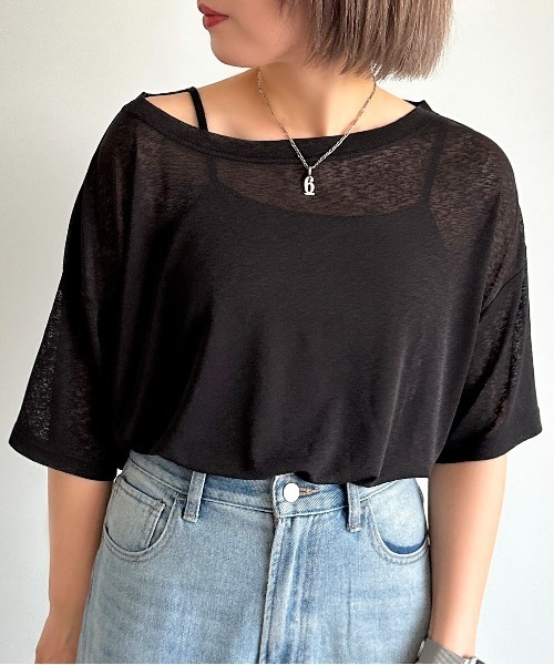 apres jour mignon(アプレジュールミニョン)の「オフショルTシャツ【ZOZOTOWN限定アイテム】(Tシャツ/カットソー・レディース・ブルー系その他/ブラック/オフホワイト・フリー/X-LARGE)」の14枚目の写真