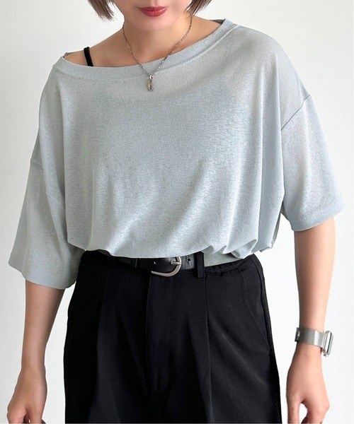 apres jour mignon(アプレジュールミニョン)の「オフショルTシャツ【ZOZOTOWN限定アイテム】(Tシャツ/カットソー・レディース・ブルー系その他/ブラック/オフホワイト・フリー/X-LARGE)」の18枚目の写真
