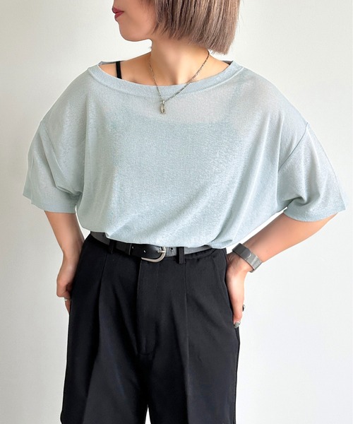 apres jour mignon(アプレジュールミニョン)の「オフショルTシャツ【ZOZOTOWN限定アイテム】(Tシャツ/カットソー・レディース・ブルー系その他/ブラック/オフホワイト・フリー/X-LARGE)」の19枚目の写真
