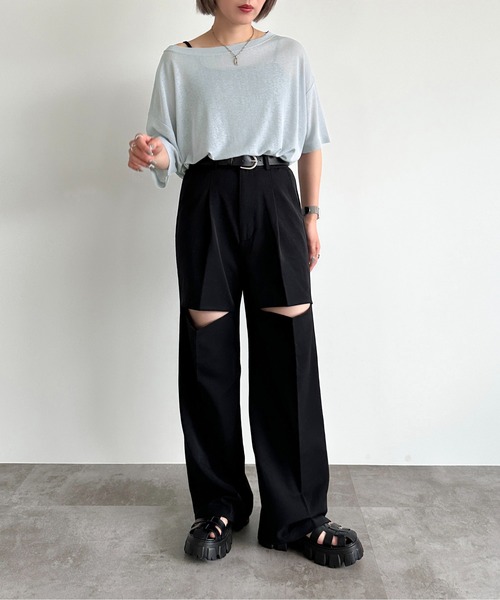 apres jour mignon(アプレジュールミニョン)の「オフショルTシャツ【ZOZOTOWN限定アイテム】(Tシャツ/カットソー・レディース・ブルー系その他/ブラック/オフホワイト・フリー/X-LARGE)」の22枚目の写真