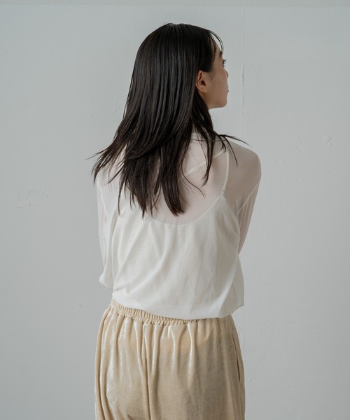 earthy(アーシー)の「リサイクルチュールタートル(Tシャツ/カットソー・レディース・オフホワイト/ブラウン/ベージュ/ブラック・FREE)」の8枚目の写真