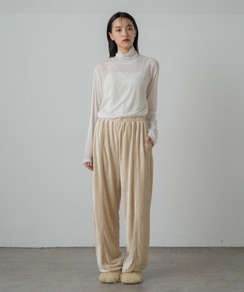 earthy(アーシー)の「リサイクルチュールタートル(Tシャツ/カットソー・レディース・オフホワイト/ブラウン/ベージュ/ブラック・FREE)」の9枚目の写真