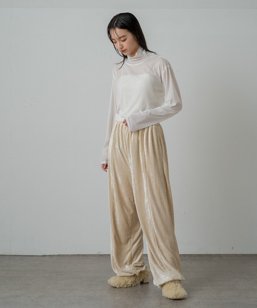 earthy(アーシー)の「リサイクルチュールタートル(Tシャツ/カットソー・レディース・オフホワイト/ブラウン/ベージュ/ブラック・FREE)」の11枚目の写真