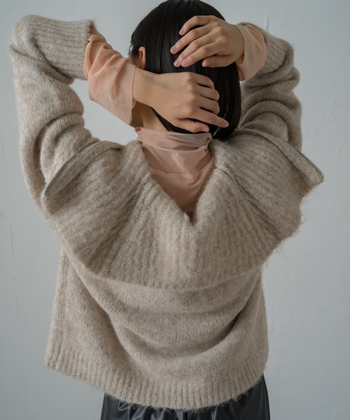 earthy(アーシー)の「リサイクルチュールタートル(Tシャツ/カットソー・レディース・オフホワイト/ブラウン/ベージュ/ブラック・FREE)」の15枚目の写真