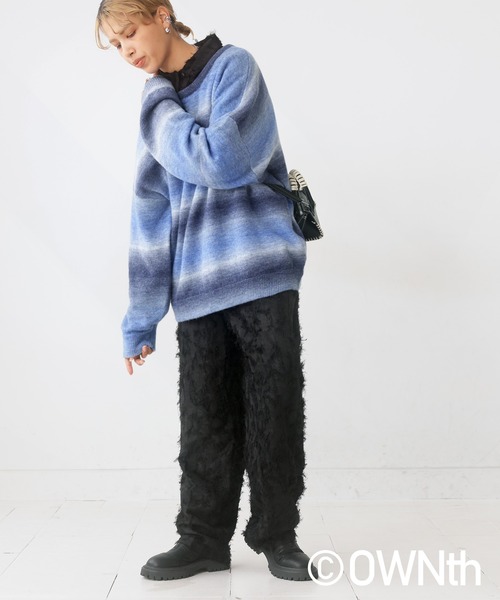 OWNth（オンス）の「グラデーションクルーネックニット（ニット/セーター・レディース・ブルー/ブラック・FREE）」の13枚目の写真