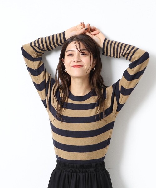 DRESKIP(ドレスキップ)の「◆【無地/ボーダー】もちもち ベーシックニット【ここちイージー】(ニット/セーター・レディース・ブルー/ナチュラル/ブラック/ブラック系2/ブルー系その他4・02/03/04)」の5枚目の写真