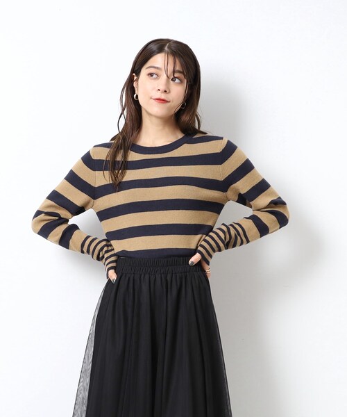 DRESKIP(ドレスキップ)の「◆【無地/ボーダー】もちもち ベーシックニット【ここちイージー】(ニット/セーター・レディース・ブルー/ナチュラル/ブラック/ブラック系2/ブルー系その他4・02/03/04)」の9枚目の写真