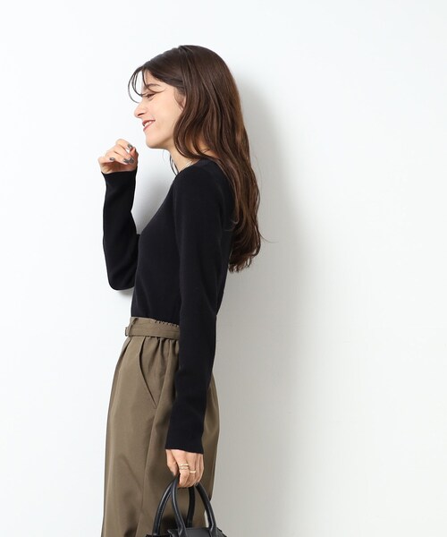 DRESKIP(ドレスキップ)の「◆【無地/ボーダー】もちもち ベーシックニット【ここちイージー】(ニット/セーター・レディース・ブルー/ナチュラル/ブラック/ブラック系2/ブルー系その他4・02/03/04)」の16枚目の写真