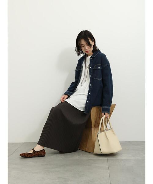 Samansa Mos2 blue（サマンサモスモスブルー）の「カットプリーツスカート（スカート・レディース・グレー/ベージュ/オレンジ・F）」の5枚目の写真