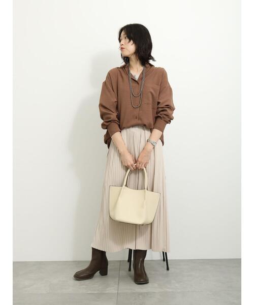 Samansa Mos2 blue（サマンサモスモスブルー）の「カットプリーツスカート（スカート・レディース・グレー/ベージュ/オレンジ・F）」の7枚目の写真