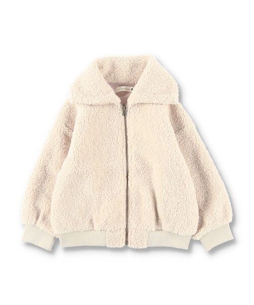 BRANSHES(ブランシェス)の「大きめ衿ボアジャケット(ブルゾン・キッズ・ブラウン/ピンクベージュ・90/140/120/100/110/130/150)」の3枚目の写真