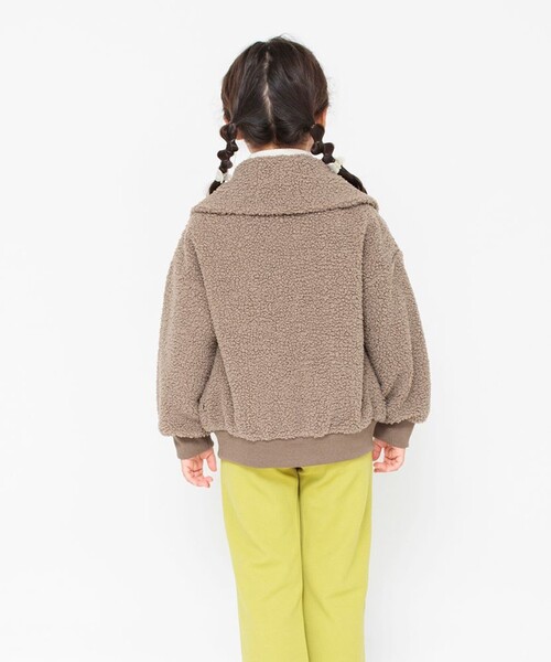 BRANSHES(ブランシェス)の「大きめ衿ボアジャケット(ブルゾン・キッズ・ブラウン/ピンクベージュ・90/140/120/100/110/130/150)」の15枚目の写真