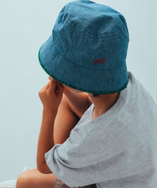 INFIELDER DESIGN(インフィールダーデザイン)の「INFIELDER DESIGN × こども ビームス / 別注 テープ ハット 24(53~55cm)(ハット・キッズ・グリーン/オレンジ/イエロー・53㎝/55㎝)」の8枚目の写真