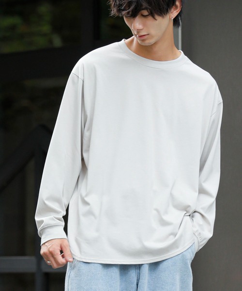 ADMIX/ATELIER SAB MEN(アドミックスアトリエサブメン)の「シルキータッチ シルケット天竺 / ビッグシルエット ロングスリーブTee ロンT(Tシャツ/カットソー・メンズ・チャコールグレー/ライトベージュ/ブラック/ホワイト/ブルー系/グレイッシュブルー・L/M)」の5枚目の写真