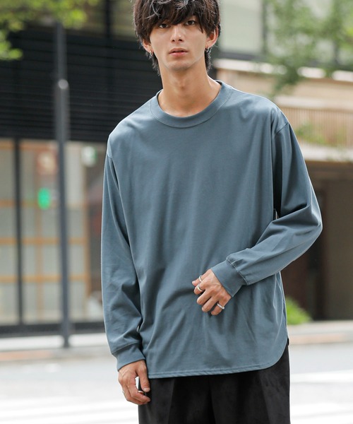 ADMIX/ATELIER SAB MEN(アドミックスアトリエサブメン)の「シルキータッチ シルケット天竺 / ビッグシルエット ロングスリーブTee ロンT(Tシャツ/カットソー・メンズ・チャコールグレー/ライトベージュ/ブラック/ホワイト/ブルー系/グレイッシュブルー・L/M)」の6枚目の写真