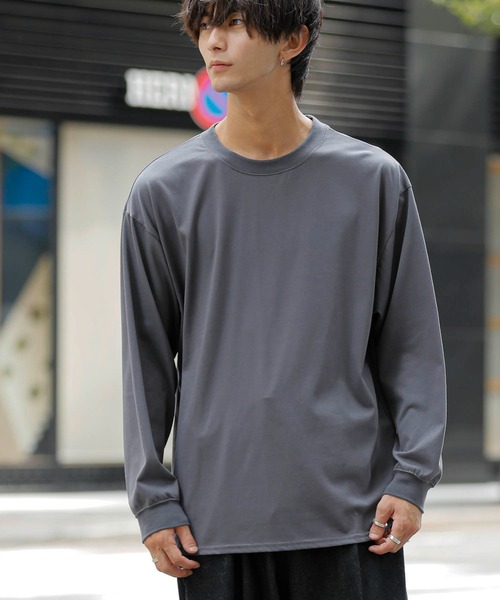 ADMIX/ATELIER SAB MEN(アドミックスアトリエサブメン)の「シルキータッチ シルケット天竺 / ビッグシルエット ロングスリーブTee ロンT(Tシャツ/カットソー・メンズ・チャコールグレー/ライトベージュ/ブラック/ホワイト/ブルー系/グレイッシュブルー・L/M)」の4枚目の写真