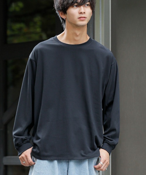 ADMIX/ATELIER SAB MEN(アドミックスアトリエサブメン)の「シルキータッチ シルケット天竺 / ビッグシルエット ロングスリーブTee ロンT(Tシャツ/カットソー・メンズ・チャコールグレー/ライトベージュ/ブラック/ホワイト/ブルー系/グレイッシュブルー・L/M)」の3枚目の写真