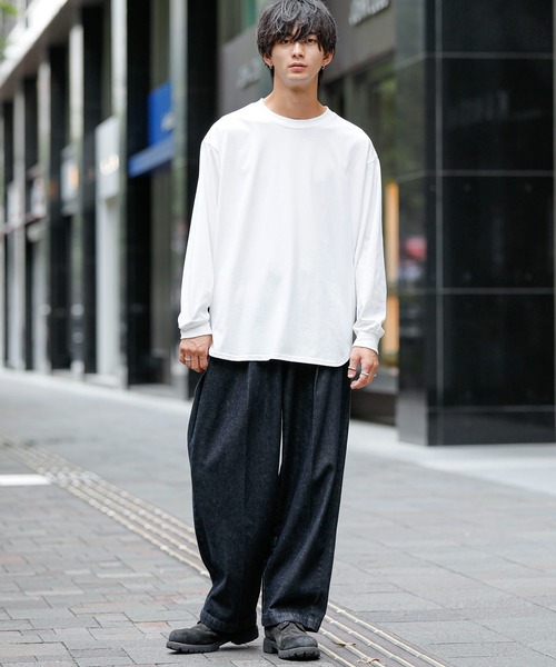 ADMIX/ATELIER SAB MEN(アドミックスアトリエサブメン)の「シルキータッチ シルケット天竺 / ビッグシルエット ロングスリーブTee ロンT(Tシャツ/カットソー・メンズ・チャコールグレー/ライトベージュ/ブラック/ホワイト/ブルー系/グレイッシュブルー・L/M)」の7枚目の写真