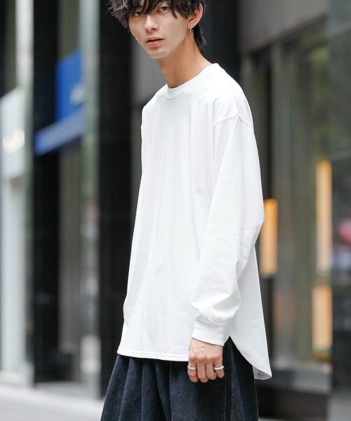 ADMIX/ATELIER SAB MEN(アドミックスアトリエサブメン)の「シルキータッチ シルケット天竺 / ビッグシルエット ロングスリーブTee ロンT(Tシャツ/カットソー・メンズ・チャコールグレー/ライトベージュ/ブラック/ホワイト/ブルー系/グレイッシュブルー・L/M)」の9枚目の写真