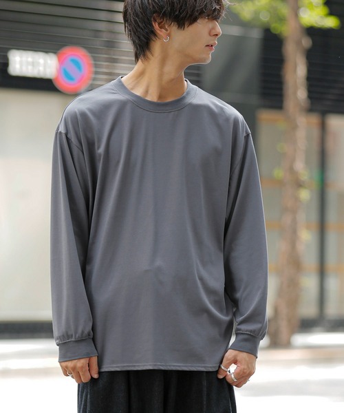 ADMIX/ATELIER SAB MEN(アドミックスアトリエサブメン)の「シルキータッチ シルケット天竺 / ビッグシルエット ロングスリーブTee ロンT(Tシャツ/カットソー・メンズ・チャコールグレー/ライトベージュ/ブラック/ホワイト/ブルー系/グレイッシュブルー・L/M)」の11枚目の写真