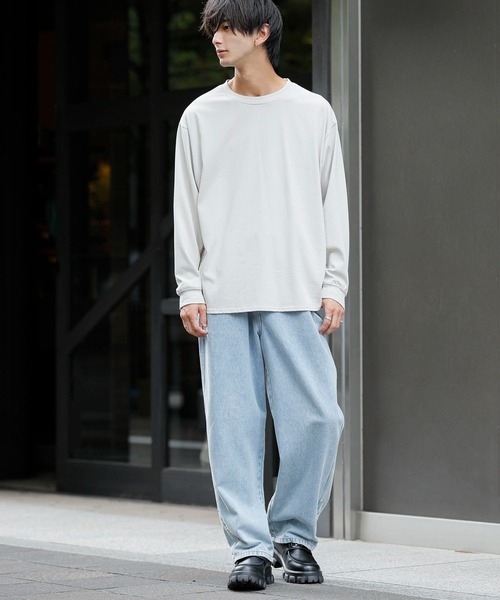 ADMIX/ATELIER SAB MEN(アドミックスアトリエサブメン)の「シルキータッチ シルケット天竺 / ビッグシルエット ロングスリーブTee ロンT(Tシャツ/カットソー・メンズ・チャコールグレー/ライトベージュ/ブラック/ホワイト/ブルー系/グレイッシュブルー・L/M)」の16枚目の写真