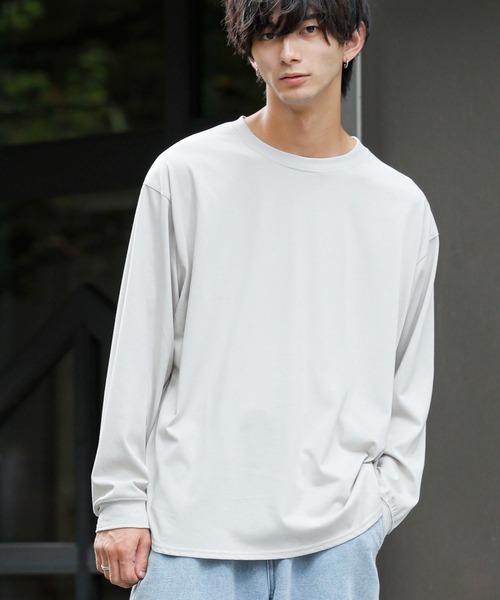 ADMIX/ATELIER SAB MEN(アドミックスアトリエサブメン)の「シルキータッチ シルケット天竺 / ビッグシルエット ロングスリーブTee ロンT(Tシャツ/カットソー・メンズ・チャコールグレー/ライトベージュ/ブラック/ホワイト/ブルー系/グレイッシュブルー・L/M)」の17枚目の写真