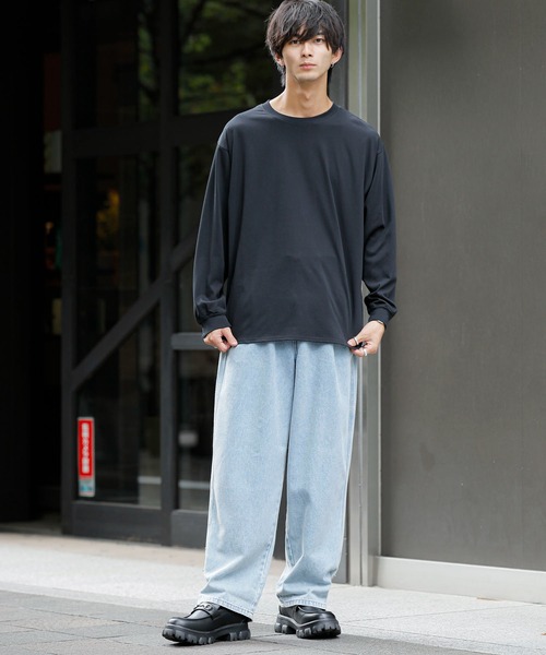 ADMIX/ATELIER SAB MEN(アドミックスアトリエサブメン)の「シルキータッチ シルケット天竺 / ビッグシルエット ロングスリーブTee ロンT(Tシャツ/カットソー・メンズ・チャコールグレー/ライトベージュ/ブラック/ホワイト/ブルー系/グレイッシュブルー・L/M)」の14枚目の写真