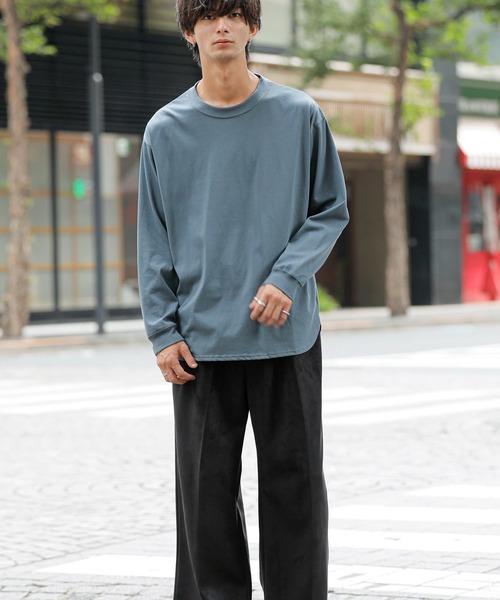ADMIX/ATELIER SAB MEN(アドミックスアトリエサブメン)の「シルキータッチ シルケット天竺 / ビッグシルエット ロングスリーブTee ロンT(Tシャツ/カットソー・メンズ・チャコールグレー/ライトベージュ/ブラック/ホワイト/ブルー系/グレイッシュブルー・L/M)」の18枚目の写真