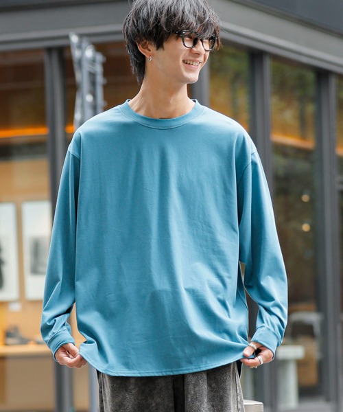 ADMIX/ATELIER SAB MEN(アドミックスアトリエサブメン)の「シルキータッチ シルケット天竺 / ビッグシルエット ロングスリーブTee ロンT(Tシャツ/カットソー・メンズ・チャコールグレー/ライトベージュ/ブラック/ホワイト/ブルー系/グレイッシュブルー・L/M)」の20枚目の写真