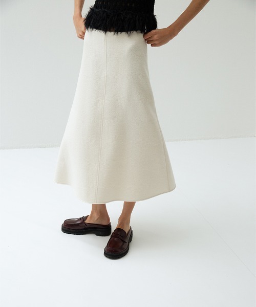 leinwande(ラインヴァンド)の「Wool Skirt / ウールスカート(スカート・レディース・ライム/ホワイト・M/S)」の2枚目の写真