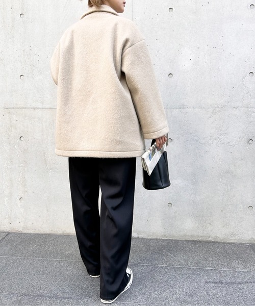 Meli rich（メリーリッチ）の「シャギーダブルテーラードコート（テーラードジャケット・レディース・ブラック/アイボリー/グレイッシュベージュ/チャコール・MEDIUM）」の16枚目の写真