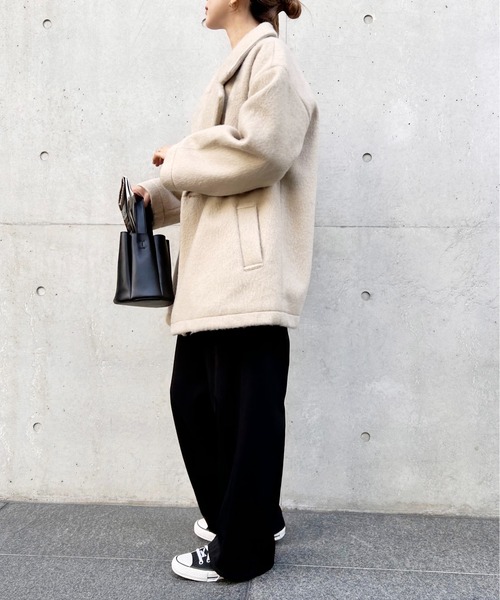 Meli rich（メリーリッチ）の「シャギーダブルテーラードコート（テーラードジャケット・レディース・ブラック/アイボリー/グレイッシュベージュ/チャコール・MEDIUM）」の17枚目の写真