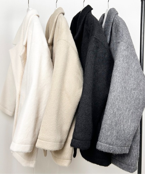 Meli rich（メリーリッチ）の「シャギーダブルテーラードコート（テーラードジャケット・レディース・ブラック/アイボリー/グレイッシュベージュ/チャコール・MEDIUM）」の21枚目の写真