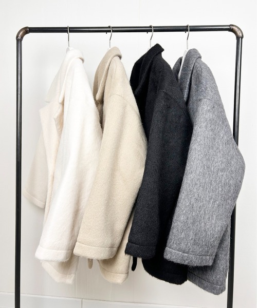 Meli rich（メリーリッチ）の「シャギーダブルテーラードコート（テーラードジャケット・レディース・ブラック/アイボリー/グレイッシュベージュ/チャコール・MEDIUM）」の22枚目の写真