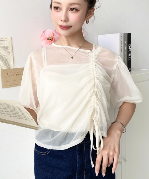 ＜H＞チュールシャーリング プルオーバー H BEAUTY&YOUTH ＜H＞チュールシャーリング プルオーバー