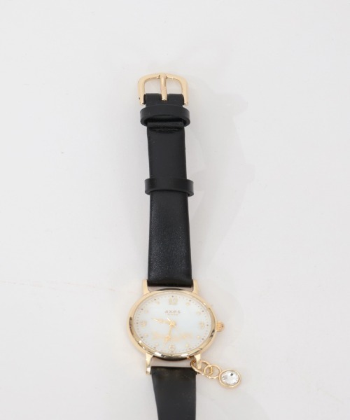 axes femme（アクシーズファム）の「ストーン付薔薇モチーフ腕時計（アナログ腕時計・レディース・ブラック/ワイン・FREE）」の6枚目の写真