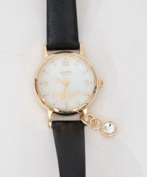 axes femme（アクシーズファム）の「ストーン付薔薇モチーフ腕時計（アナログ腕時計・レディース・ブラック/ワイン・FREE）」の7枚目の写真