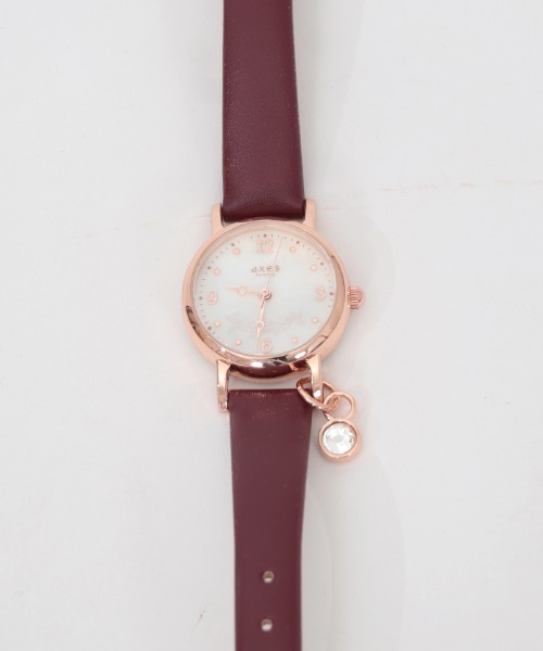 axes femme（アクシーズファム）の「ストーン付薔薇モチーフ腕時計（アナログ腕時計・レディース・ブラック/ワイン・FREE）」の13枚目の写真